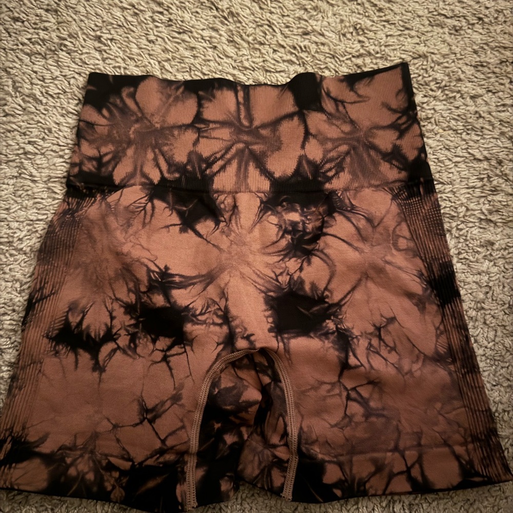 Amazon Black and Brown Athletic Shorts with Tie-Dye Design